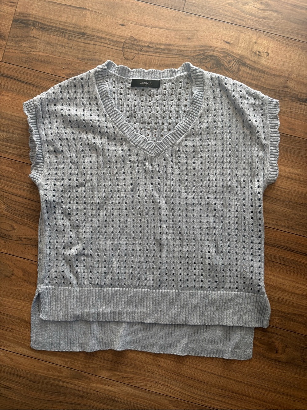 Light blue V-Neck Sleeveless Knit Sweater